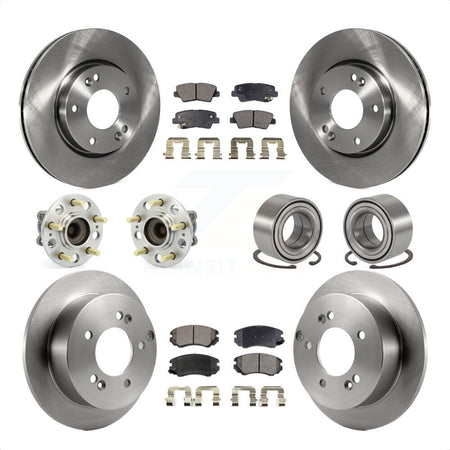 Front Rear Wheel Hub Bearings Assembly Disc Brake Rotors And Semi-Metallic Pads Kit (10Pc) For 2010 Hyundai Sonata 2.4L KBB-106347 by Transit Auto