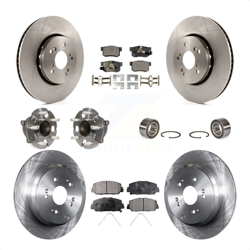 Front Rear Wheel Hub Bearings Assembly Disc Brake Rotors And Semi-Metallic Pads Kit (10Pc) For 2013-2018 Acura RDX FWD KBB-106368 by Transit Auto