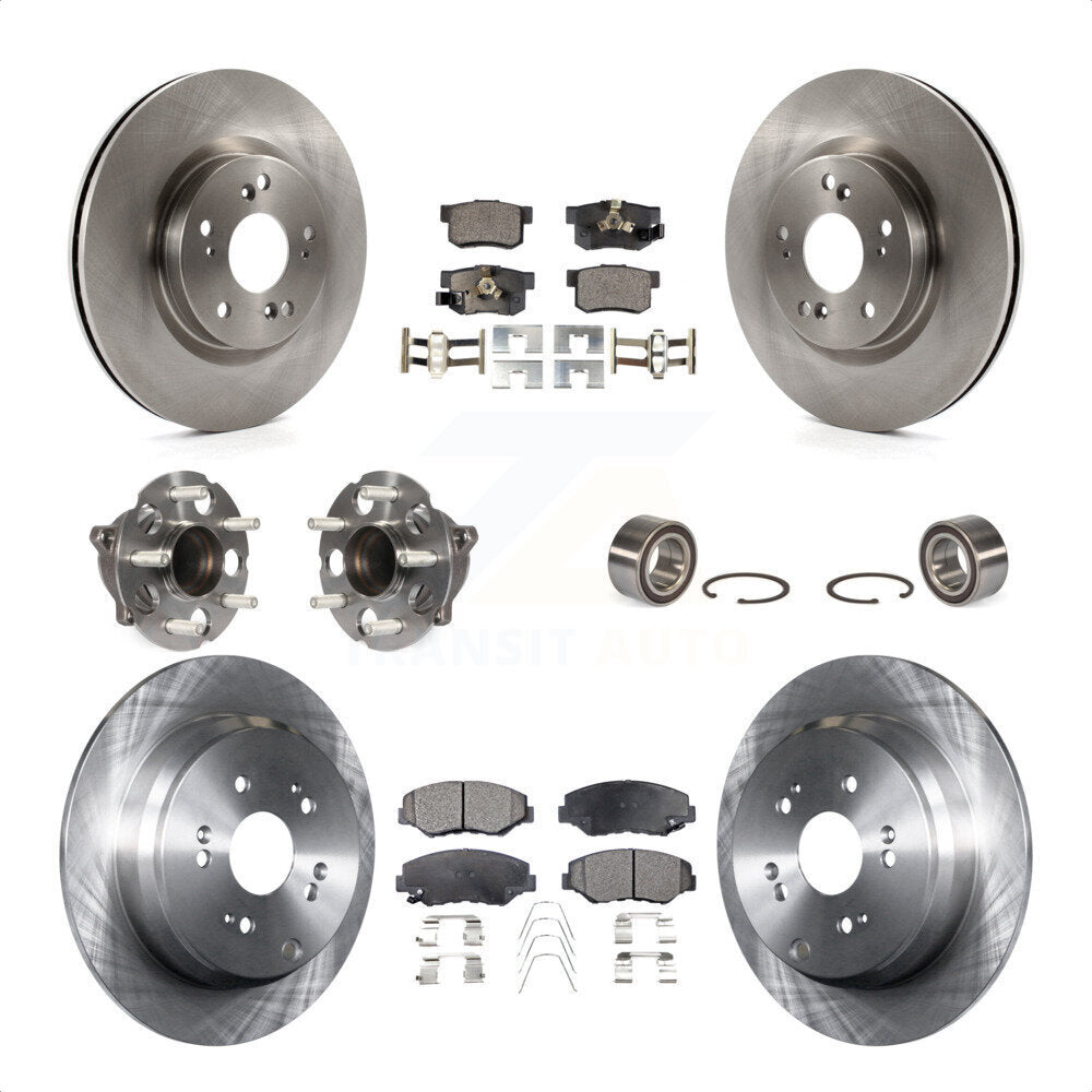 Front Rear Wheel Hub Bearings Assembly Disc Brake Rotors And Semi-Metallic Pads Kit (10Pc) For 2012-2016 Honda CR-V FWD KBB-106369 by Transit Auto