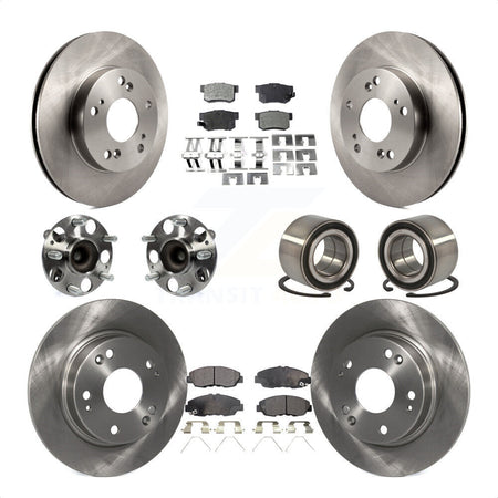 Front Rear Wheel Hub Bearings Assembly Disc Brake Rotors And Semi-Metallic Pads Kit (10Pc) For 2012 Honda Civic LX Vehicles Manufactured In Canada KBB-106376 by Transit Auto