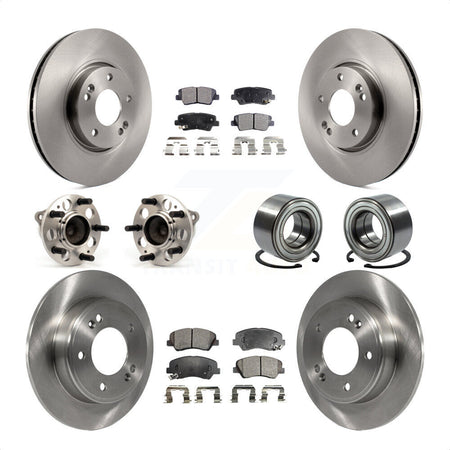 Front Rear Wheel Hub Bearings Assembly Disc Brake Rotors And Semi-Metallic Pads Kit (10Pc) For 2015 Hyundai Veloster Tech RE FLEX SE KBB-106389 by Transit Auto