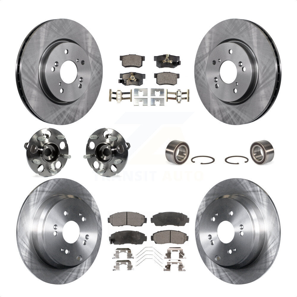 Front Rear Wheel Hub Bearings Assembly Disc Brake Rotors And Semi-Metallic Pads Kit (10Pc) For 2012-2016 Honda CR-V AWD KBB-106407 by Transit Auto