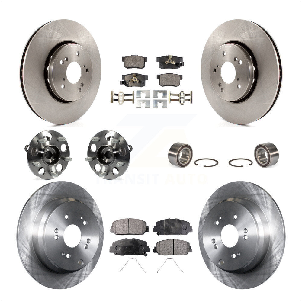Front Rear Wheel Hub Bearings Assembly Disc Brake Rotors And Semi-Metallic Pads Kit (10Pc) For 2013-2016 Acura RDX AWD KBB-106408 by Transit Auto