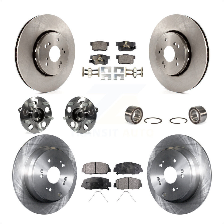 Front Rear Wheel Hub Bearings Assembly Disc Brake Rotors And Semi-Metallic Pads Kit (10Pc) For 2013-2016 Acura RDX AWD KBB-106408 by Transit Auto