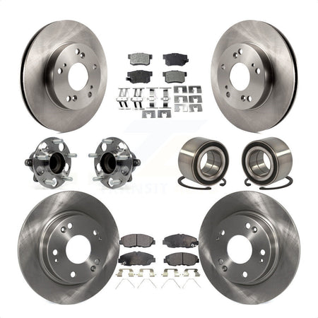 Front Rear Wheel Hub Bearings Assembly Disc Brake Rotors And Semi-Metallic Pads Kit (10Pc) For 2013-2014 Honda Civic LX with Manual transmission KBB-106411 by Transit Auto