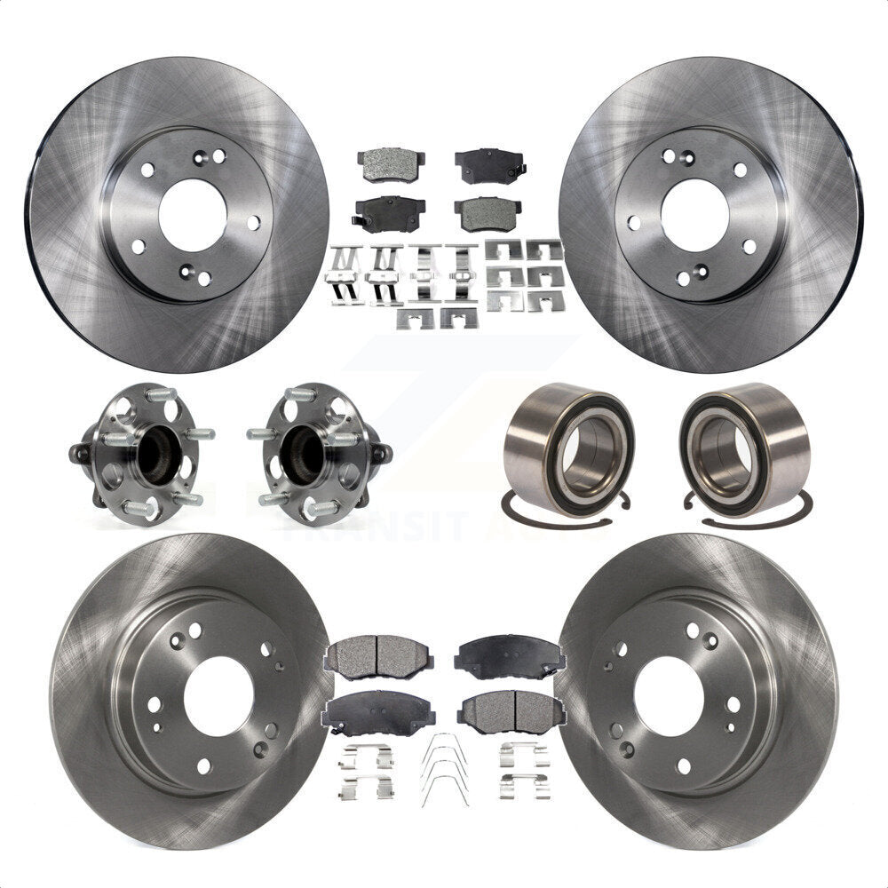 Front Rear Wheel Hub Bearings Assembly Disc Brake Rotors And Semi-Metallic Pads Kit (10Pc) For 2015 Acura ILX 2.0L KBB-106412 by Transit Auto
