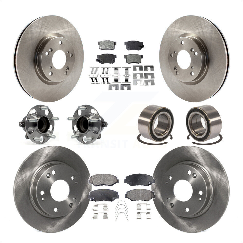 Front Rear Wheel Hub Bearings Assembly Disc Brake Rotors And Semi-Metallic Pads Kit (10Pc) For 2013-2015 Acura ILX 2.4L KBB-106413 by Transit Auto