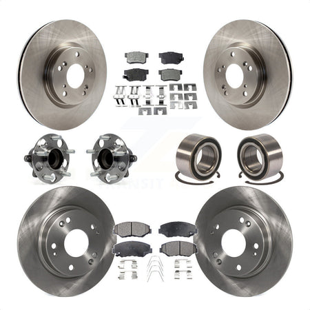 Front Rear Wheel Hub Bearings Assembly Disc Brake Rotors And Semi-Metallic Pads Kit (10Pc) For 2013-2015 Acura ILX 2.4L KBB-106413 by Transit Auto