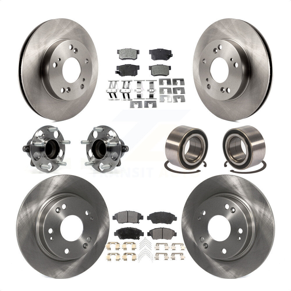 Front Rear Wheel Hub Bearings Assembly Disc Brake Rotors And Semi-Metallic Pads Kit (10Pc) For 2015 Acura ILX 1.5L KBB-106414 by Transit Auto
