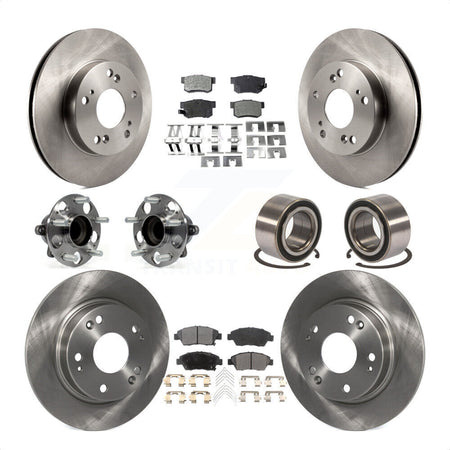 Front Rear Wheel Hub Bearings Assembly Disc Brake Rotors And Semi-Metallic Pads Kit (10Pc) For 2015 Acura ILX 1.5L KBB-106414 by Transit Auto