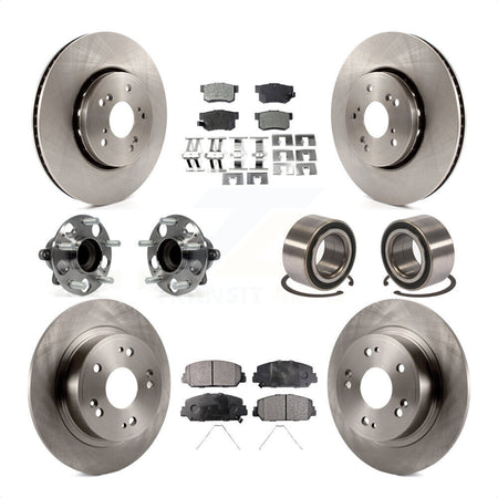 Front Rear Wheel Hub Bearings Assembly Disc Brake Rotors And Semi-Metallic Pads Kit (10Pc) For 2016 Acura ILX KBB-106416 by Transit Auto
