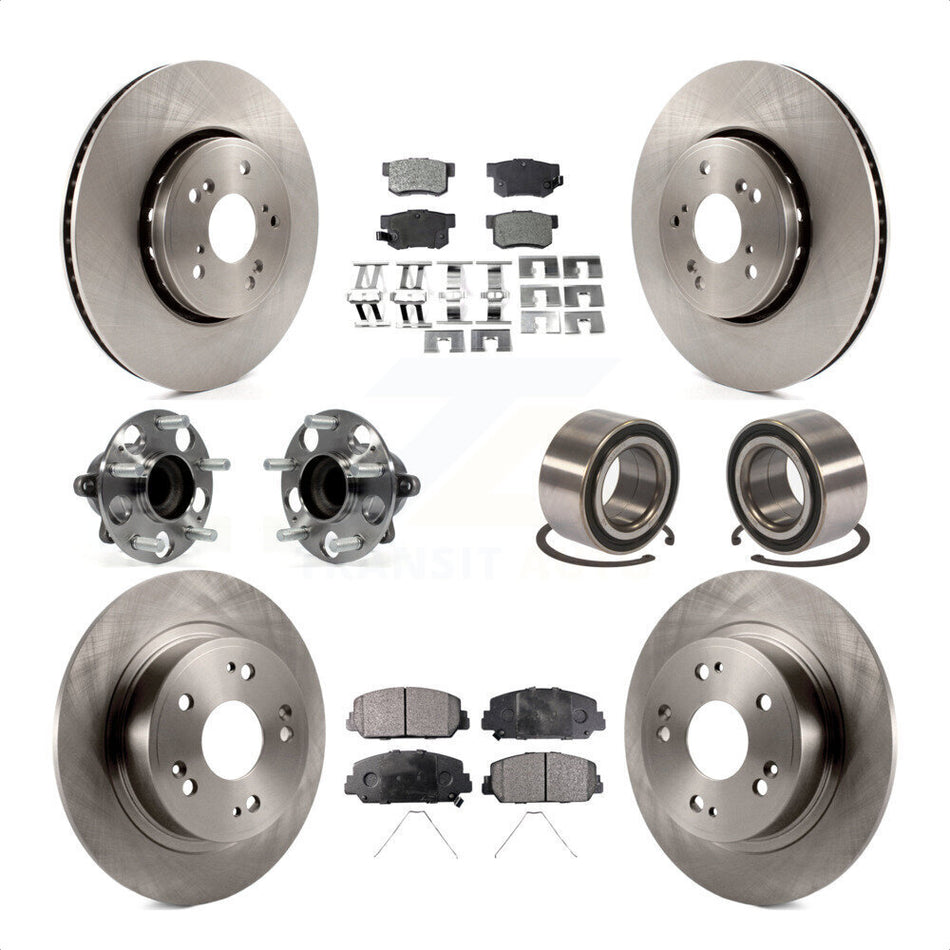 Front Rear Wheel Hub Bearings Assembly Disc Brake Rotors And Semi-Metallic Pads Kit (10Pc) For 2016 Acura ILX KBB-106416 by Transit Auto