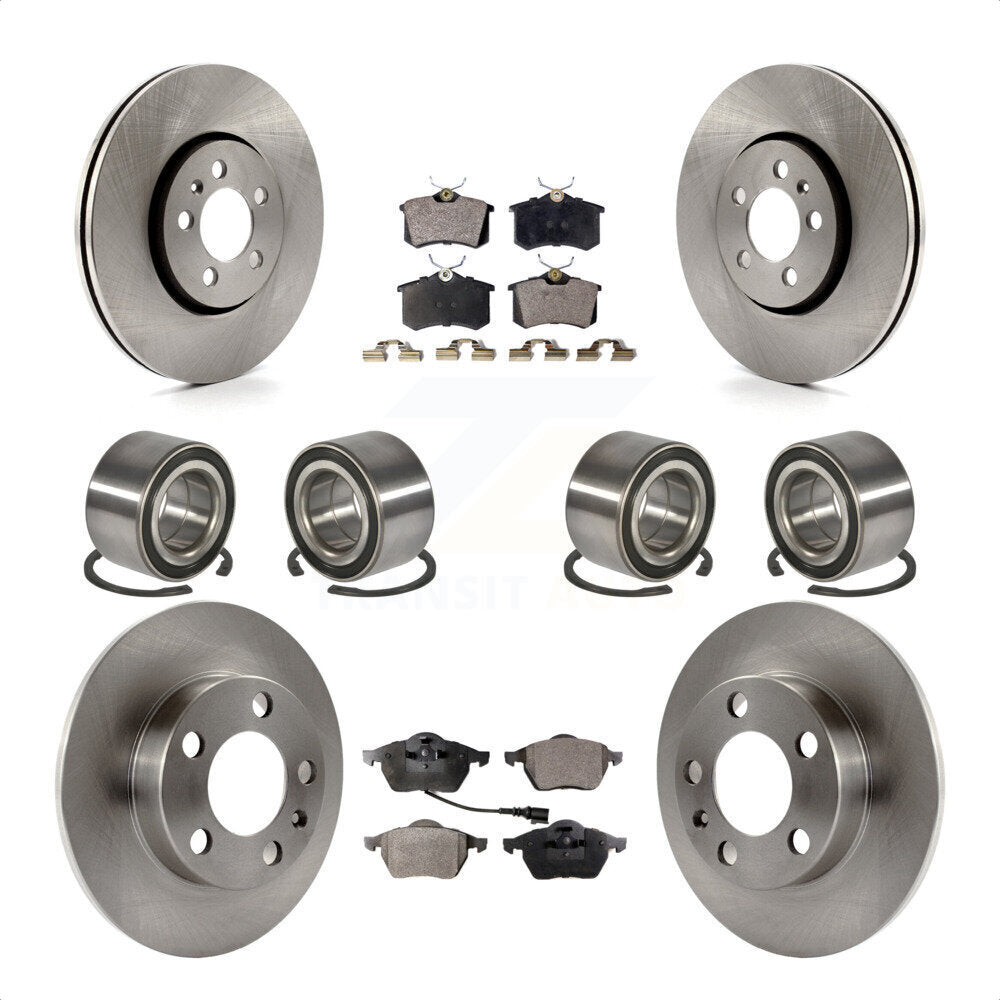 Front Rear Wheel Bearings Disc Brake Rotors And Semi-Metallic Pads Kit (10Pc) For 2004 Volkswagen Golf 2.8L 1.8L KBB-106444 by Transit Auto