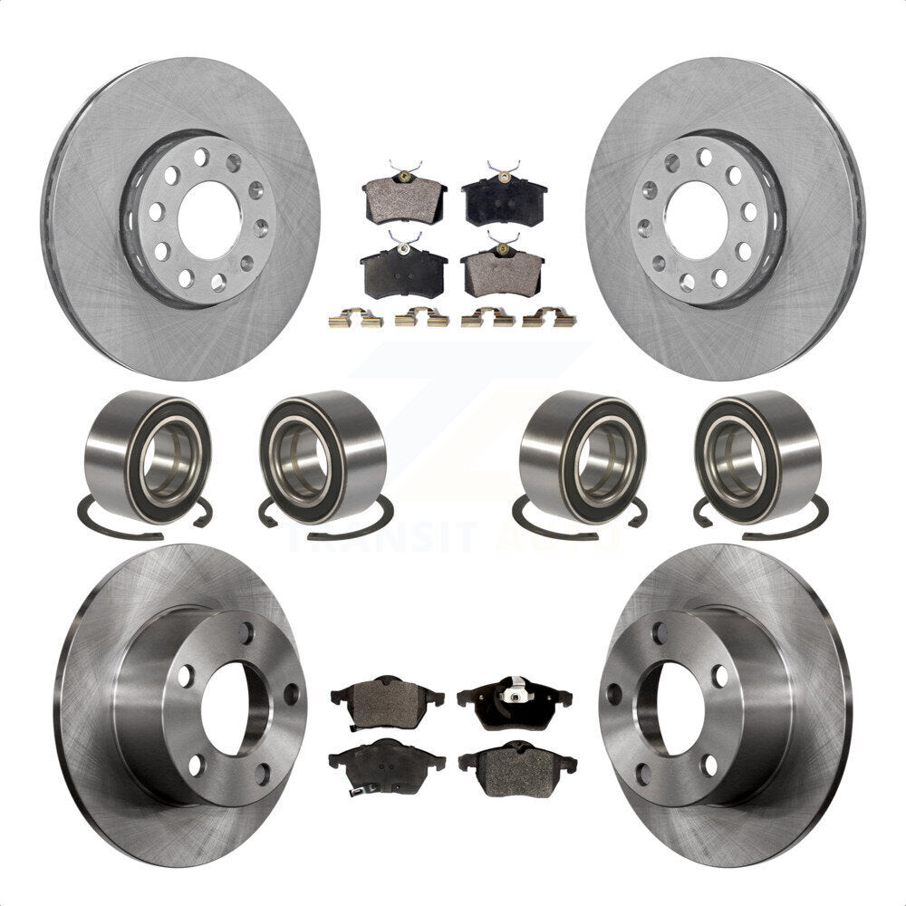 Front Rear Wheel Bearings Disc Brake Rotors And Semi-Metallic Pads Kit (10Pc) For 1999 Volkswagen Passat FWD with 2.8L From Chassis VIN #3BX124708 KBB-106447 by Transit Auto