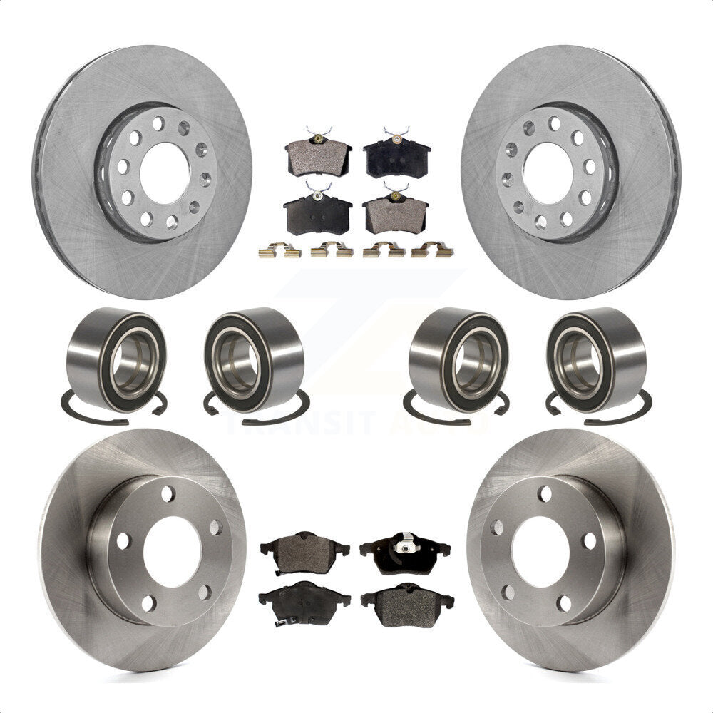 Front Rear Wheel Bearings Disc Brake Rotors And Semi-Metallic Pads Kit (10Pc) For 1999 Volkswagen Passat AWD with 2.8L From Chassis VIN #3BX124708 KBB-106448 by Transit Auto