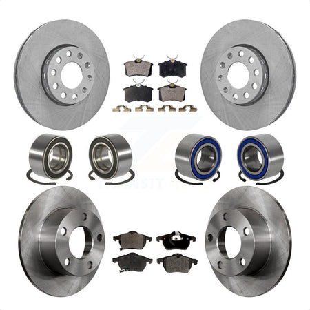 Front Rear Wheel Bearings Disc Brake Rotors And Semi-Metallic Pads Kit (10Pc) For 1999 Volkswagen Passat FWD with 1.8L From Chassis VIN #3BX124708 KBB-106453 by Transit Auto