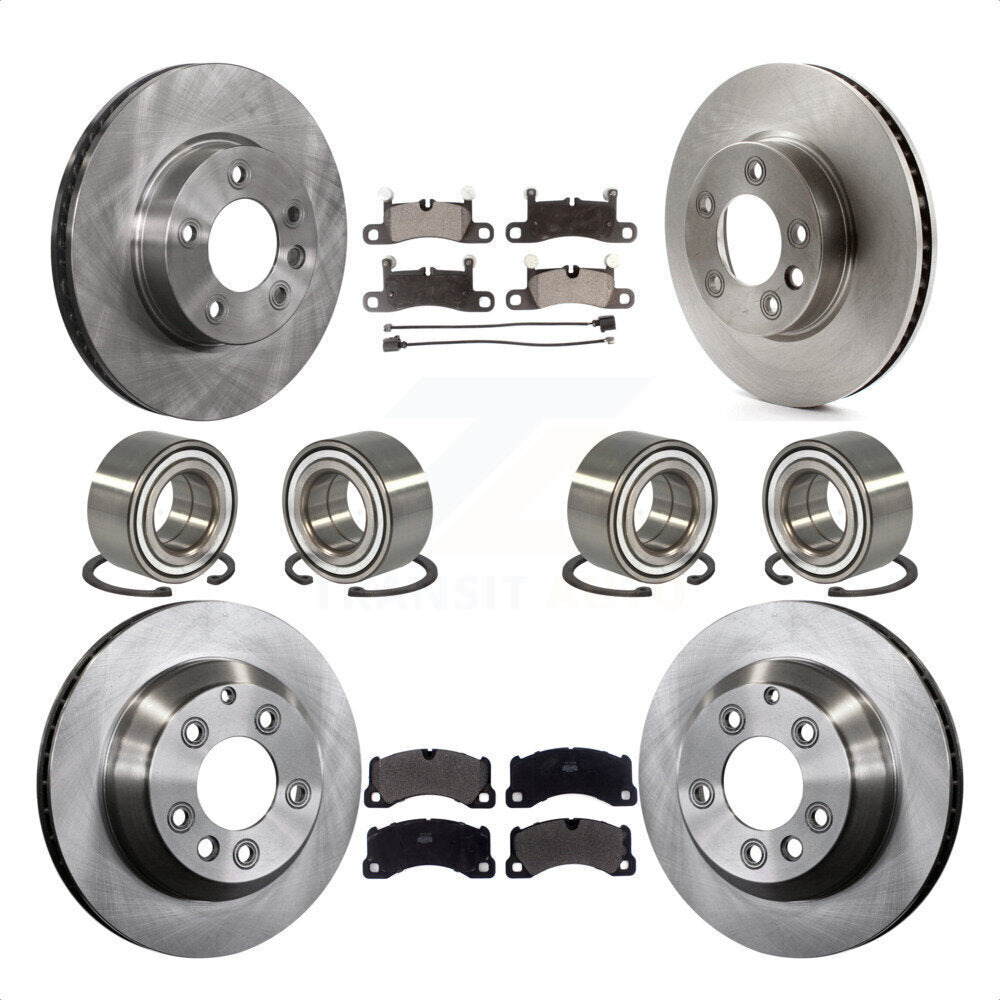 Front Rear Wheel Bearings Disc Brake Rotors And Semi-Metallic Pads Kit (10Pc) For 2016-2017 Volkswagen Touareg KBB-106504 by Transit Auto