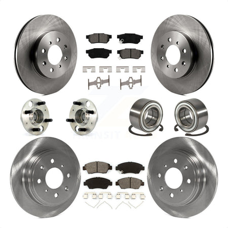 Front Rear Wheel Hub Bearings Assembly Disc Brake Rotors And Semi-Metallic Pads Kit (10Pc) For 1994 Honda Civic del Sol VTEC with rear brakes KBB-106525 by Transit Auto