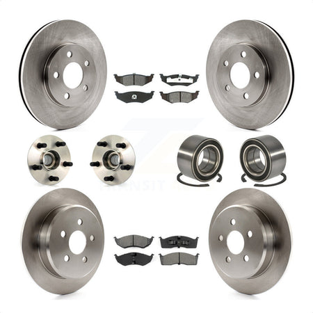 Front Rear Wheel Hub Bearings Assembly Disc Brake Rotors And Semi-Metallic Pads Kit (10Pc) For Dodge Neon Chrysler KBB-106530 by Transit Auto