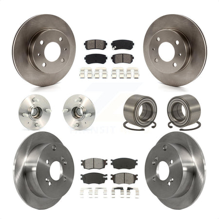 Front Rear Wheel Hub Bearings Assembly Disc Brake Rotors And Semi-Metallic Pads Kit (10Pc) For 2006 Hyundai Accent Hatchback with Non-ABS KBB-106578 by Transit Auto