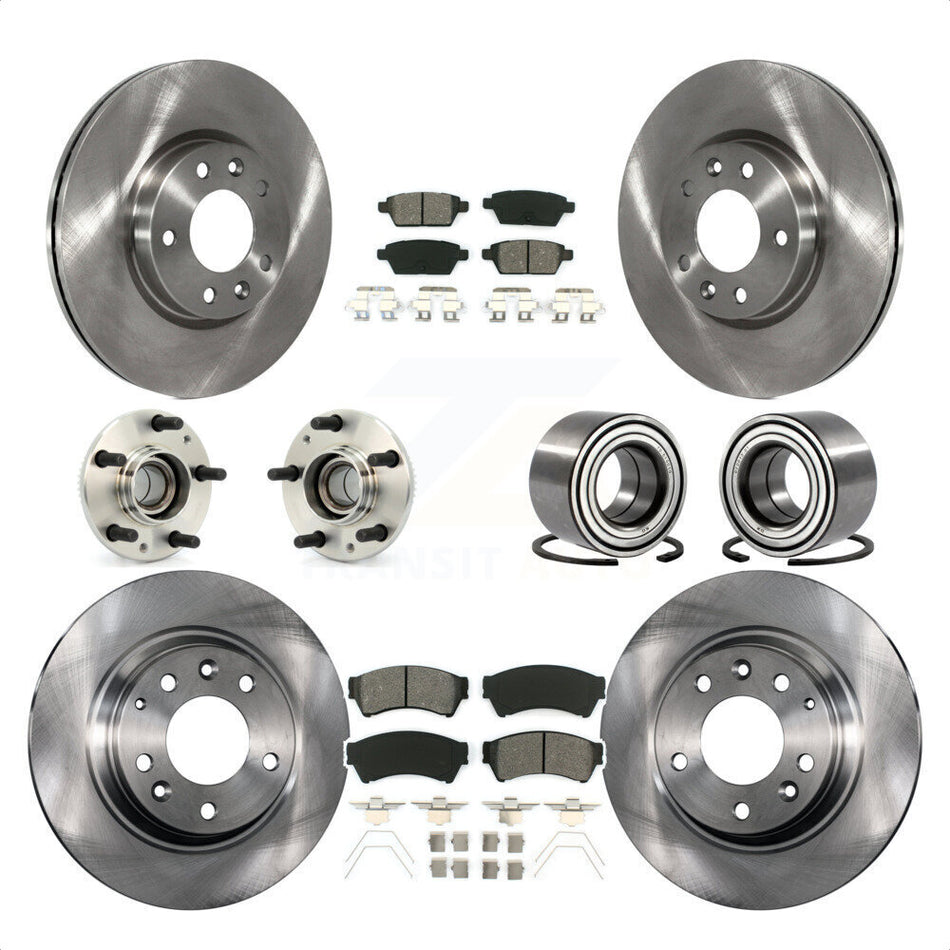 Front Rear Wheel Hub Bearings Assembly Disc Brake Rotors And Semi-Metallic Pads Kit (10Pc) For Ford Fusion Lincoln MKZ Mercury Milan Mazda 6 Zephyr KBB-106615 by Transit Auto