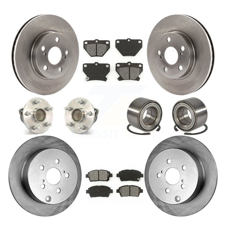Front Rear Wheel Hub Bearings Assembly Disc Brake Rotors And Semi-Metallic Pads Kit (10Pc) For 2000 Toyota Celica GT with 4-Wheel ABS KBB-106655 by Transit Auto