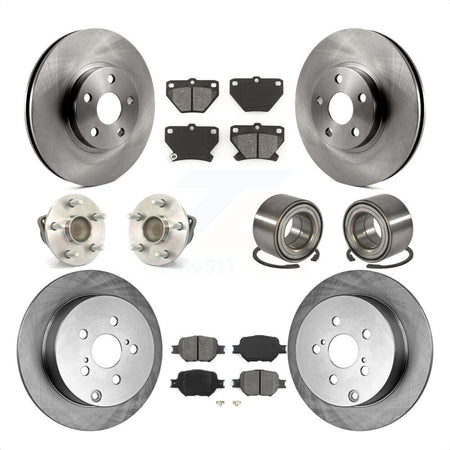 Front Rear Wheel Hub Bearings Assembly Disc Brake Rotors And Semi-Metallic Pads Kit (10Pc) For Toyota Celica KBB-106656 by Transit Auto
