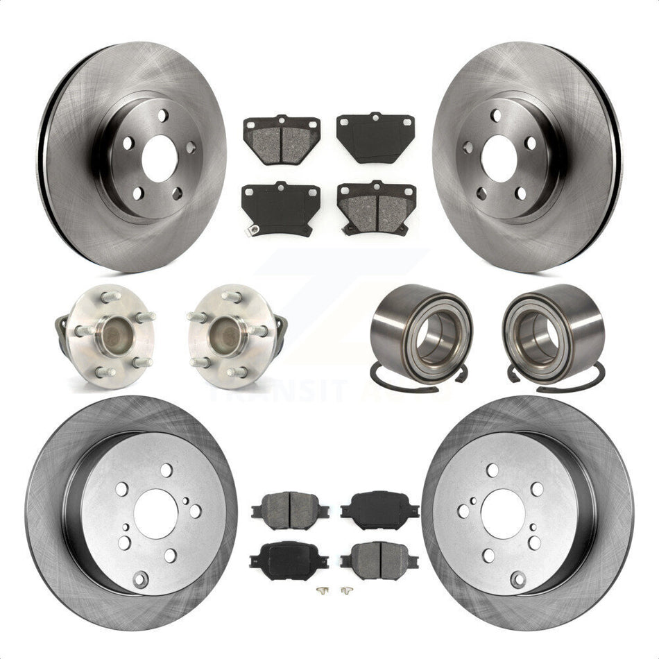 Front Rear Wheel Hub Bearings Assembly Disc Brake Rotors And Semi-Metallic Pads Kit (10Pc) For Toyota Celica KBB-106656 by Transit Auto