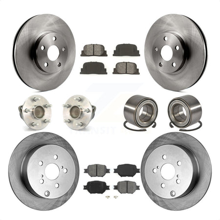 Front Rear Wheel Hub Bearings Assembly Disc Brake Rotors And Semi-Metallic Pads Kit (10Pc) For 2005-2010 Scion tC KBB-106657 by Transit Auto