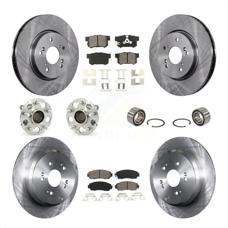 Front Rear Wheel Hub Bearings Assembly Disc Brake Rotors And Semi-Metallic Pads Kit (10Pc) For 2007-2011 Honda CR-V FWD KBB-106675 by Transit Auto