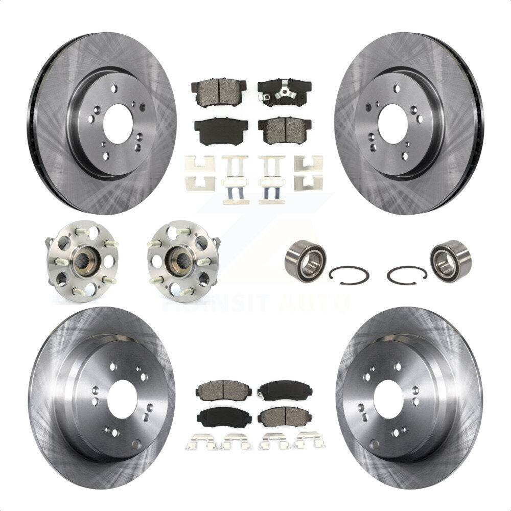 Front Rear Wheel Hub Bearings Assembly Disc Brake Rotors And Semi-Metallic Pads Kit (10Pc) For Honda CR-V Acura RDX KBB-106678 by Transit Auto
