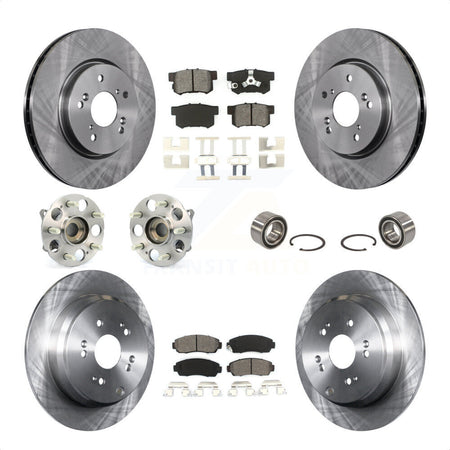 Front Rear Wheel Hub Bearings Assembly Disc Brake Rotors And Semi-Metallic Pads Kit (10Pc) For Honda CR-V Acura RDX KBB-106678 by Transit Auto