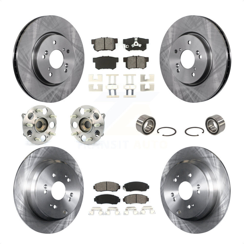Front Rear Wheel Hub Bearings Assembly Disc Brake Rotors And Semi-Metallic Pads Kit (10Pc) For Honda CR-V Acura RDX KBB-106678 by Transit Auto