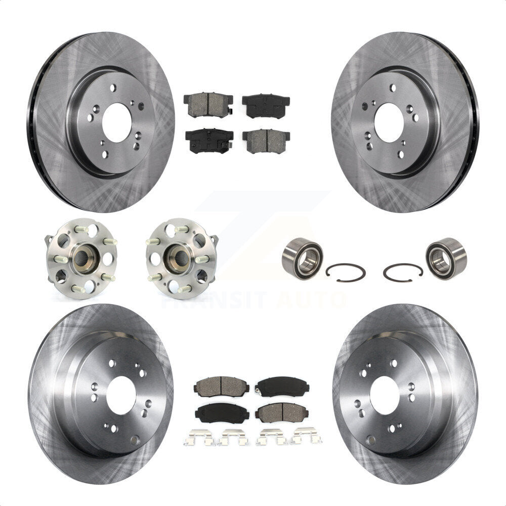 Front Rear Wheel Hub Bearings Assembly Disc Brake Rotors And Semi-Metallic Pads Kit (10Pc) For Acura RDX KBB-106679 by Transit Auto