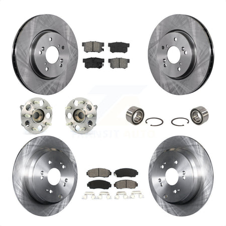 Front Rear Wheel Hub Bearings Assembly Disc Brake Rotors And Semi-Metallic Pads Kit (10Pc) For Acura RDX KBB-106679 by Transit Auto