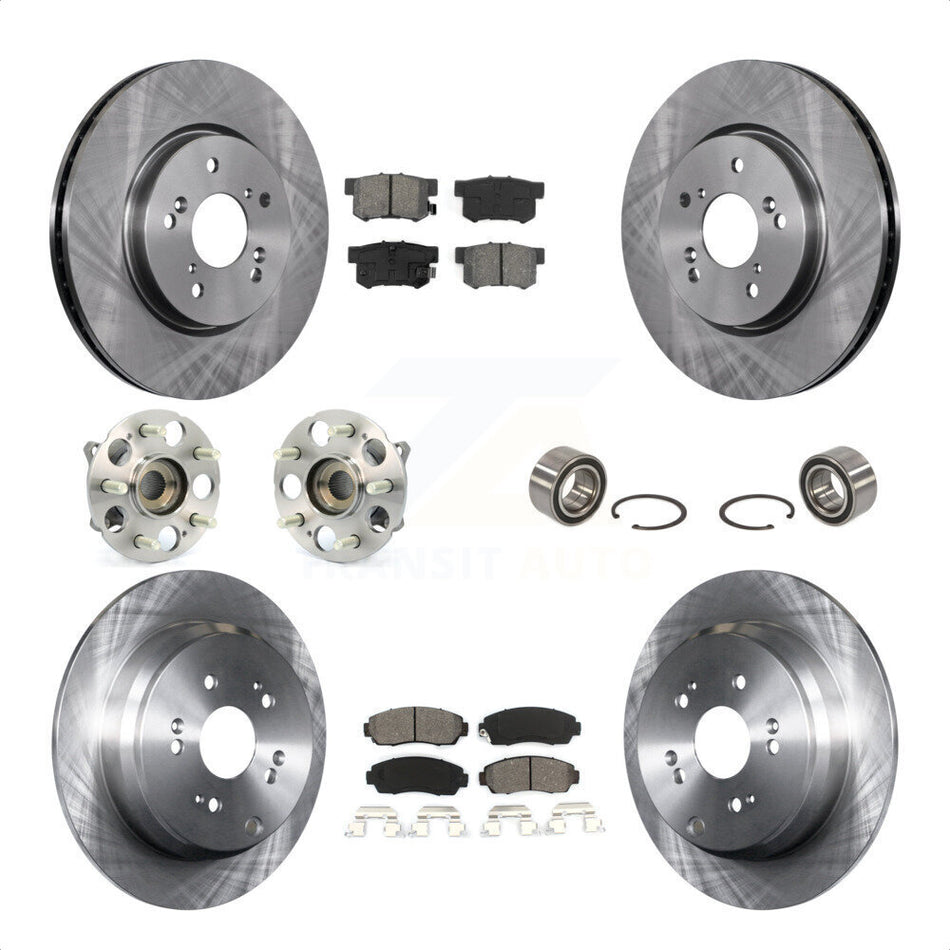 Front Rear Wheel Hub Bearings Assembly Disc Brake Rotors And Semi-Metallic Pads Kit (10Pc) For Acura RDX KBB-106679 by Transit Auto