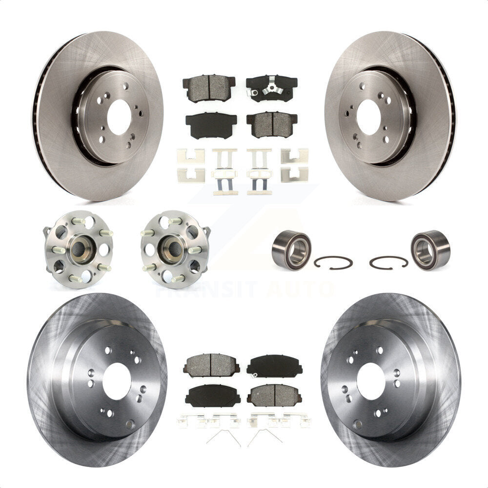 Front Rear Wheel Hub Bearings Assembly Disc Brake Rotors And Semi-Metallic Pads Kit (10Pc) For 2017-2018 Acura RDX AWD KBB-106680 by Transit Auto
