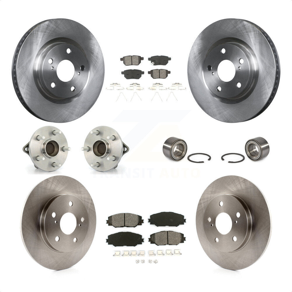 Front Rear Wheel Hub Bearings Assembly Disc Brake Rotors And Semi-Metallic Pads Kit (10Pc) For 2017-2018 Toyota Corolla iM KBB-106716 by Transit Auto