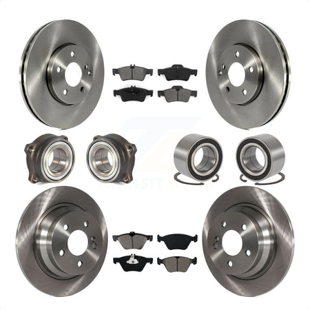 Front Rear Wheel Hub Bearings Assembly Disc Brake Rotors And Semi-Metallic Pads Kit (10Pc) For Mercedes-Benz E320 With Solid Rotor KBB-106731 by Transit Auto