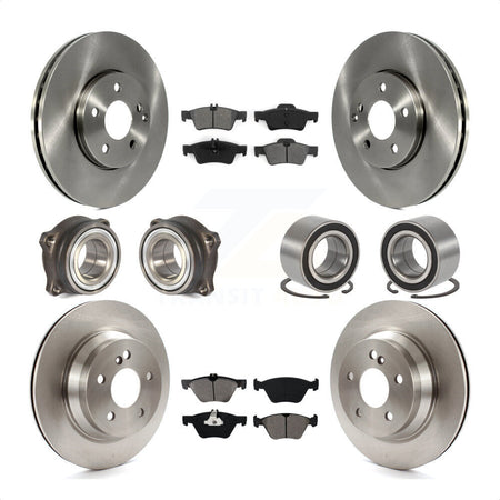Front Rear Wheel Hub Bearings Assembly Disc Brake Rotors And Semi-Metallic Pads Kit (10Pc) For Mercedes-Benz E350 E320 KBB-106732 by Transit Auto