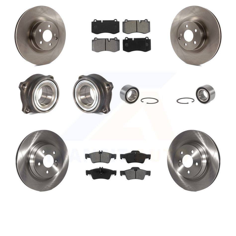 Front Rear Wheel Hub Bearings Assembly Disc Brake Rotors And Semi-Metallic Pads Kit (10Pc) For 2009 Mercedes-Benz S450 Without Sport Package KBB-106734 by Transit Auto