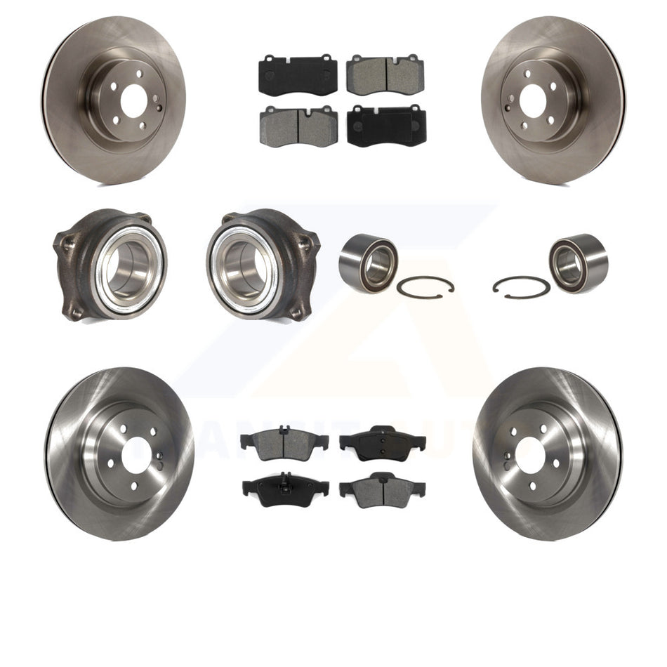 Front Rear Wheel Hub Bearings Assembly Disc Brake Rotors And Semi-Metallic Pads Kit (10Pc) For Mercedes-Benz S550 CL550 S350 KBB-106736 by Transit Auto