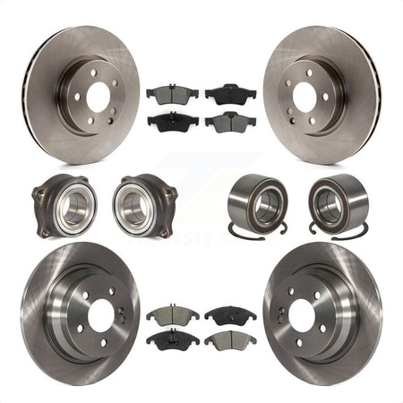 Front Rear Wheel Hub Bearings Assembly Disc Brake Rotors And Semi-Metallic Pads Kit (10Pc) For 2014-2016 Mercedes-Benz E250 AWD With 322mm Diameter Rotor KBB-106737 by Transit Auto
