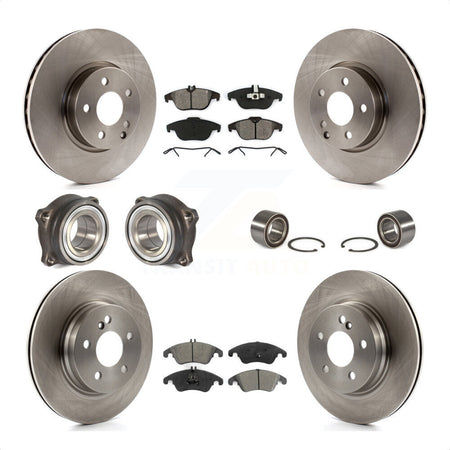 Front Rear Wheel Hub Bearings Assembly Disc Brake Rotors And Semi-Metallic Pads Kit (10Pc) For Mercedes-Benz E350 With 322mm Diameter Rotor KBB-106739 by Transit Auto