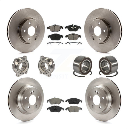Front Rear Wheel Hub Bearings Assembly Disc Brake Rotors And Semi-Metallic Pads Kit (10Pc) For 2014 Mercedes-Benz E350 Convertible Coupe With 322mm Diameter Rotor KBB-106741 by Transit Auto