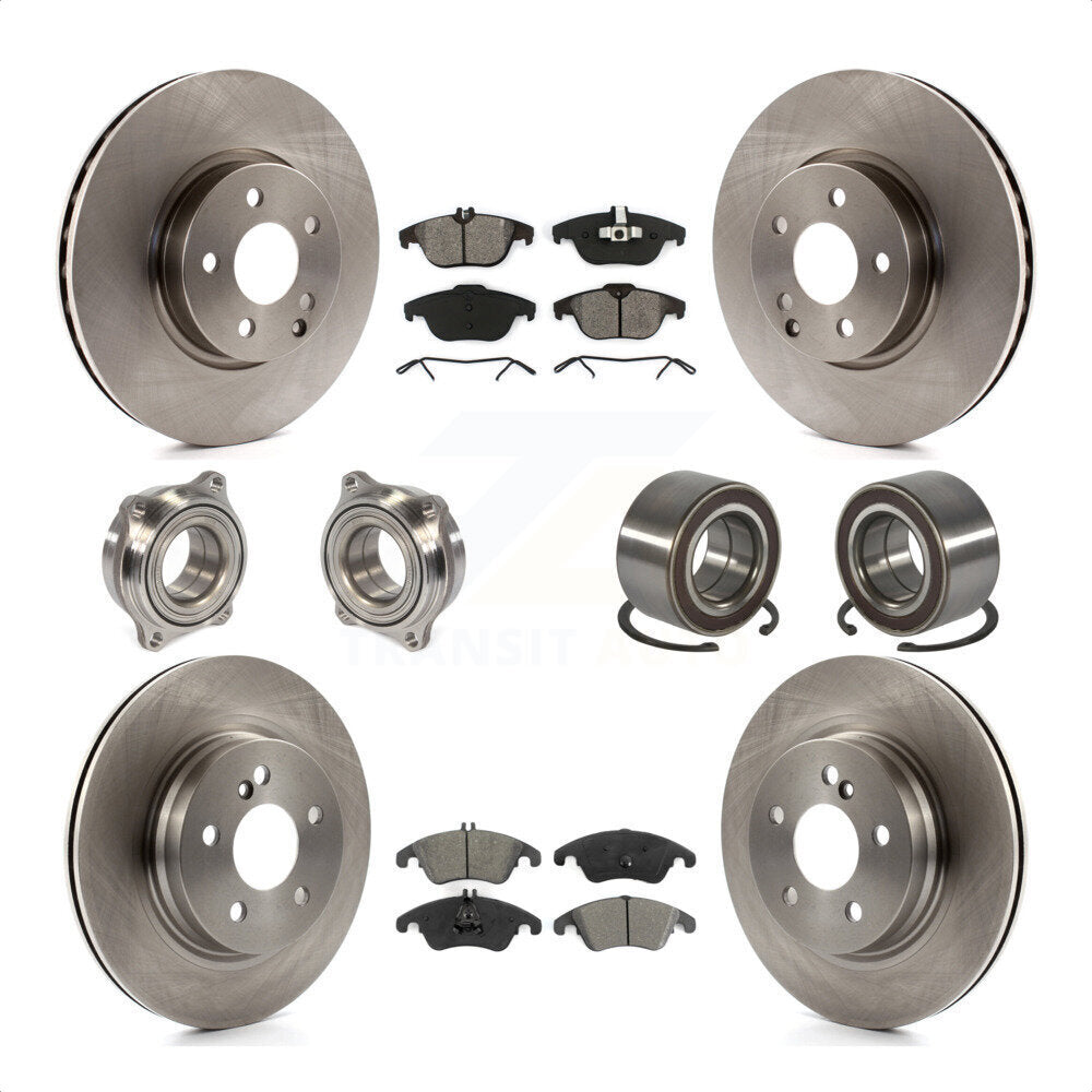 Front Rear Wheel Hub Bearings Assembly Disc Brake Rotors And Semi-Metallic Pads Kit (10Pc) For Mercedes-Benz C300 C350 KBB-106742 by Transit Auto