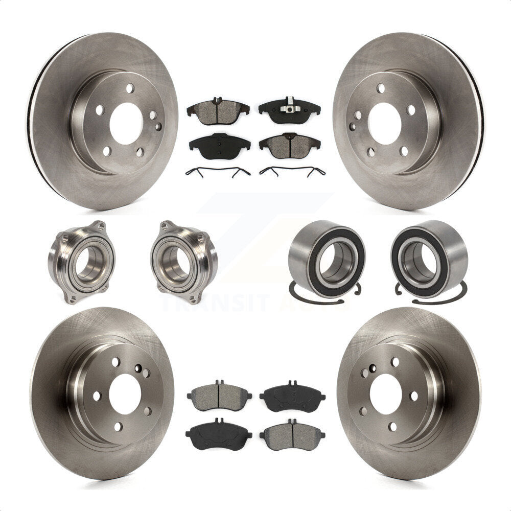 Front Rear Wheel Hub Bearings Assembly Disc Brake Rotors And Semi-Metallic Pads Kit (10Pc) For 2010-2010 Mercedes-Benz C300 C250 AWD KBB-106743 by Transit Auto
