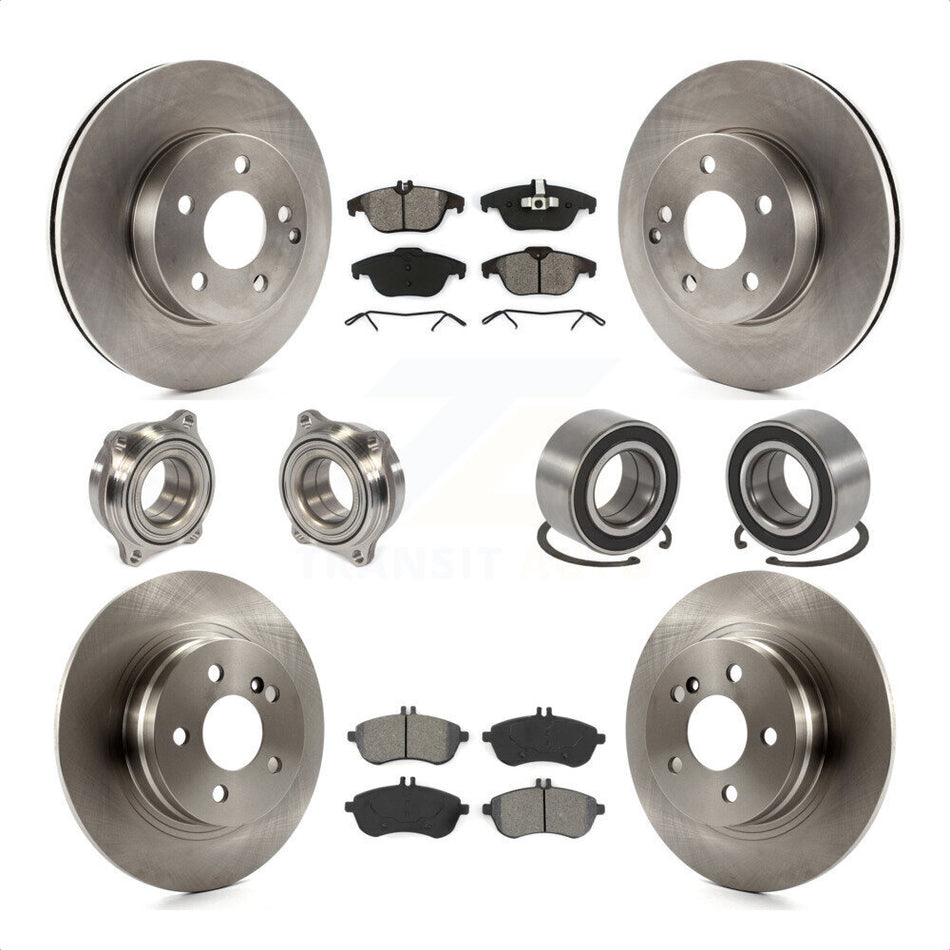 Front Rear Wheel Hub Bearings Assembly Disc Brake Rotors And Semi-Metallic Pads Kit (10Pc) For 2010-2010 Mercedes-Benz C300 C250 AWD KBB-106743 by Transit Auto