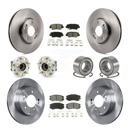Front Rear Wheel Hub Bearings Assembly Disc Brake Rotors And Semi-Metallic Pads Kit (10Pc) For 2010 Hyundai Sonata 3.3L KBB-106760 by Transit Auto