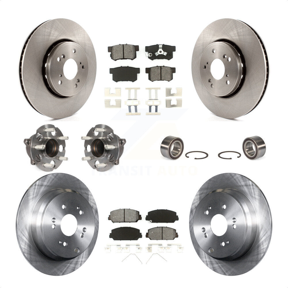 Front Rear Wheel Hub Bearings Assembly Disc Brake Rotors And Semi-Metallic Pads Kit (10Pc) For 2013-2018 Acura RDX FWD KBB-106776 by Transit Auto